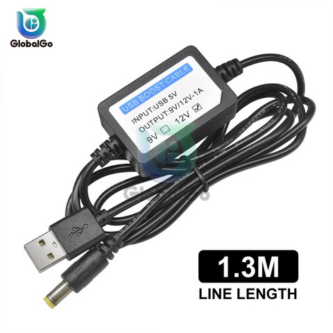 USB Power Boost Line 5V To 9V 12V 1A Boost Line DC Port 5.5mmX2.1MM Line 1.3M  Step UP Module USB Converter Adapter Cable ► Photo 1/6