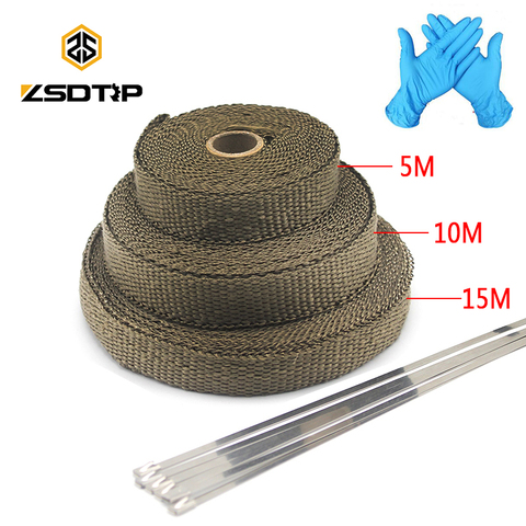 ZSDTRP 5/10/15M Car Moto Heat Shield Wrap Turbo Exhaust Heat Tape Wrap Pipe Wrap Shields Manifold Header Insulation Cloth Roll ► Photo 1/6