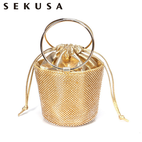 SEKUSA new design women evening bags rhinestones bucket ladies clutch purse ladies handbags ► Photo 1/6