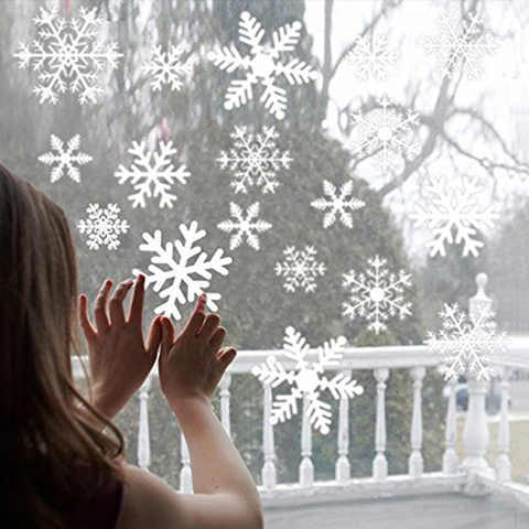 27pcs/lot Snowflake Window Stickers Merry Christmas Decoration for Home Christmas Wall Stickers Decals Decoration New Year 2022 ► Photo 1/6