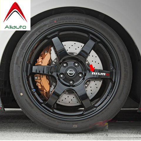 Aliauto 4 X Nismo Car Tires & Rim Sticker Decal Accessories Pvc for Nissan Tiida Sunny Qashqai MarchTeana X-trai 10cm*2cm ► Photo 1/3