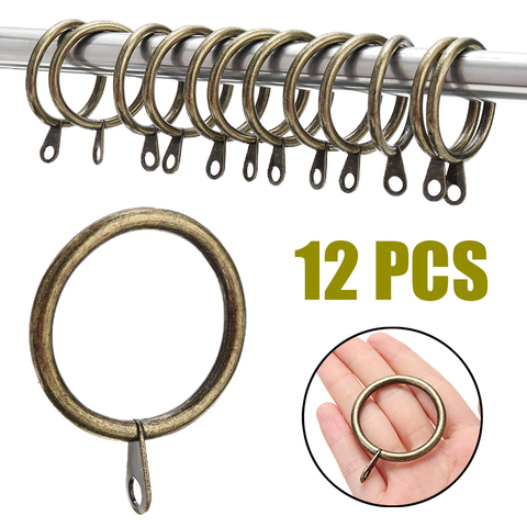 12pcs Curtain Ring Metal Hanging Ring Curtain Clips Tools Curtain Hooks Home Decor Curtain Decorative Brass/Sliver/Black ► Photo 1/6