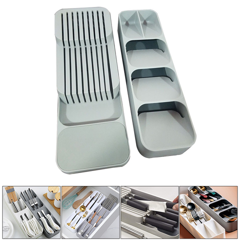 YOMDID Cutlery Storage Tray Knife Holder Tableware Organizer Spoon Fork Storage Box Plastic Container plateau Knife Block Holder ► Photo 1/6