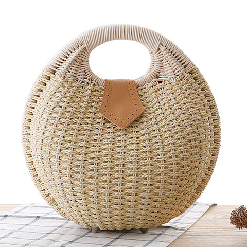 Fashion Shell Round Wicker Woven Women Handbags Designer Rattan Lady Shoulder Crossbody Bags Casual Summer Beach Straw Bag Purse ► Photo 1/6