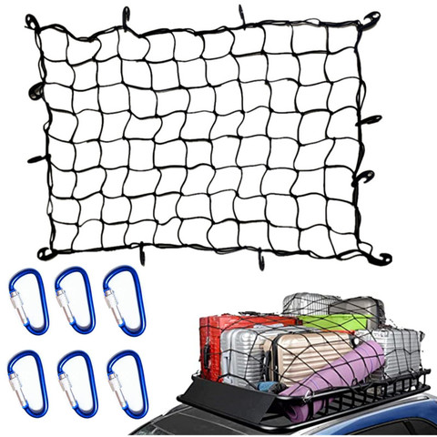 120x90CM Car Trunk Rooftop Net Latex Elastic Cargo Luggage Storage Organizer Bungee Mesh Universal For Travel Offroad Car SUV ► Photo 1/6