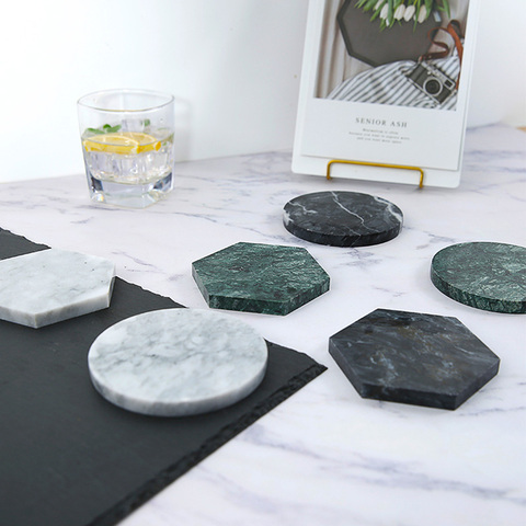 Creative luxury marble ceramic coaster drink cup coffee pad tea mat dining table placemat dining table decoration 1PCS ► Photo 1/6