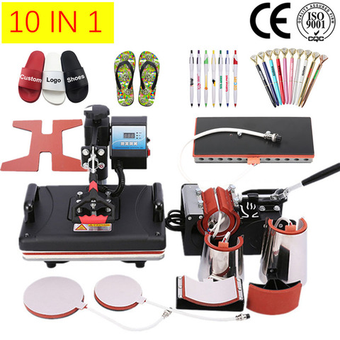 10 in 1 Combo Heat Press Machine Thermal Sublimation Transfer Printer For Cap/Mug/bottle/T-shirts /Phone Case/Pen/Keychain/Shoe ► Photo 1/6