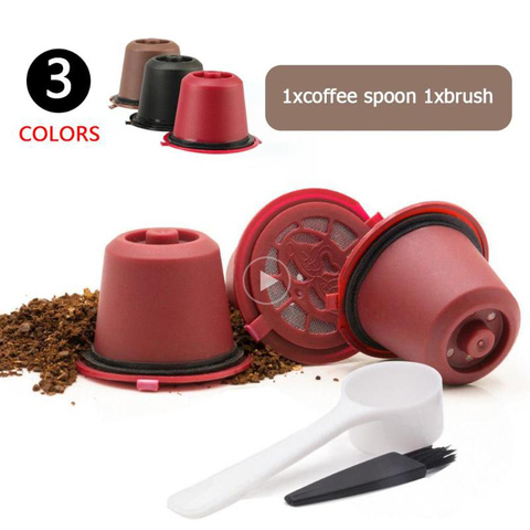 Refillable Reusable Nespresso Coffee Capsule With 1PC Plastic Spoon Filter Pod For Original Line Siccsaee Filters ► Photo 1/6