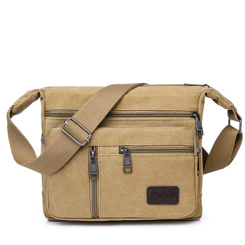 Horizontal men's canvas shoulder messenger bag to do business collection wallet travel bag mobile phone bag men's shoulder bag ► Photo 1/6