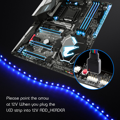 Led Headers Strip Light 12V Motherboard RGB Strip 4 Pin RGB-Header(+12V,G,R,B) Extension Wire 50CM 1M 2M Multiple color effect ► Photo 1/6