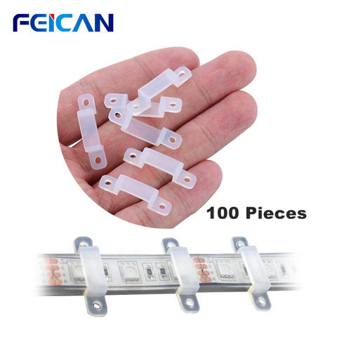 100Pcs/Lot Fixator LED Strip Light Holder 10mm 12mm Fixing Mounted Clip for SMD5050 LED Strip Light Cable Clamp ► Photo 1/5