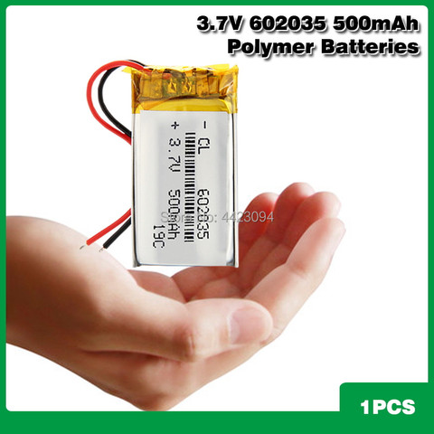 3.7v 602035 500mAh Lithium li ion polymer Rechargeable Battery For DVR GPS Car Tachograph Bluetooth headphone Battery ► Photo 1/6