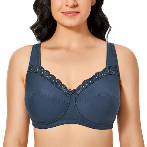 Women's Soft Cotton Plus Size Wirefree Non-Padded Full Coverage Lace Bra ► Photo 1/6