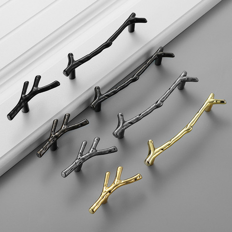 Fashion Tree Branch Furniture Handle 96mm 128mm Black Silver Bronze Kitchen Cabinet Handles Drawer Knobs Door Pulls Hardware ► Photo 1/4