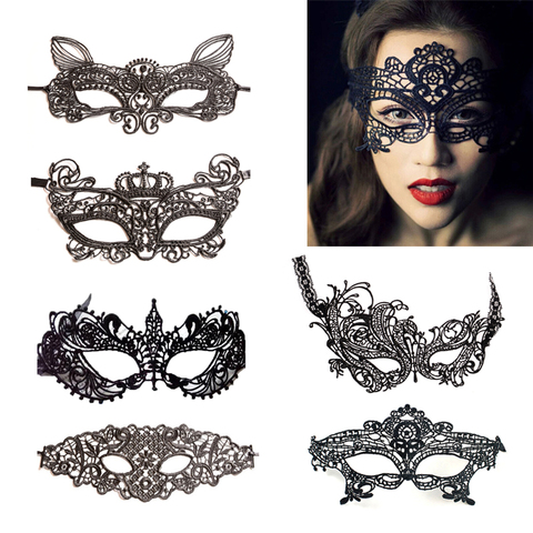 Sexy Lace Mask Women Erotic Lingerie Female Nightclub Party Cosplay Costume Black Babydoll Sexy Lingerie Costume Sexy Masks ► Photo 1/6
