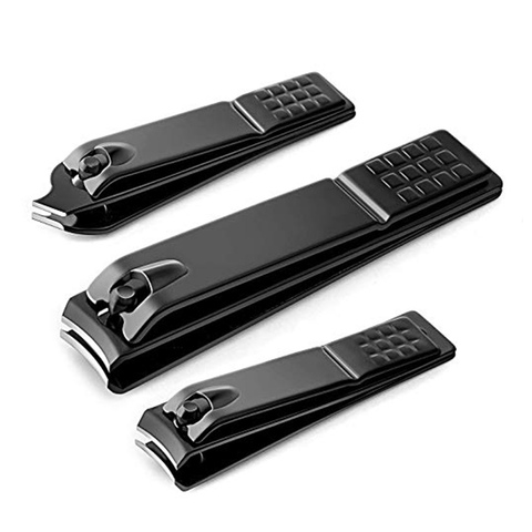 3Pcs/Set Nail Clippers Set Black Stainless Steel Slant Edge Toe nail Clipper Cutter Nail Clippers Kit Accessories Foot Care Tool ► Photo 1/6