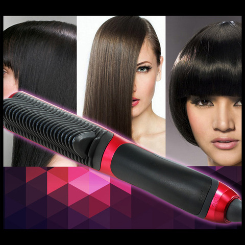 Electric Straight Hair Comb Hair Straightener Durable LCD Heated Ceramic Hair Straightening Brush US Plug ► Photo 1/6