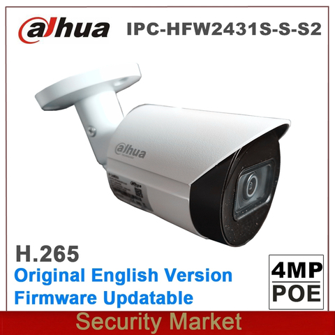 Original English Dahua IP IPC-HFW2431S-S-S2 4MP WDR POE IP67 IR Bullet Network Camera ► Photo 1/1