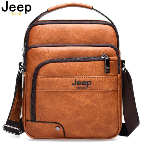 JEEP BULUO Brand High Quality Business Crossbody Tote Bags Man Leather Bags Male Cow Split Leather Handbag Messenger  For Men ► Photo 1/6