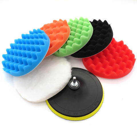 7Pcs Set 3-7 inch Car Polishing Pad Sponge Buffing Waxing Clean Polish Buffer Drill Wheel Polisher Removes Scratches Car Repair ► Photo 1/6