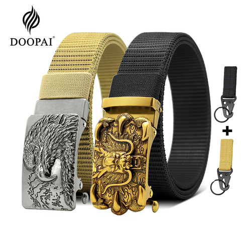 DOUPAI Tactical mens belt Chinese classical dragon eagle design Outdoor Sports Alloy Military Nylon Metal Buckle belts for men ► Photo 1/6