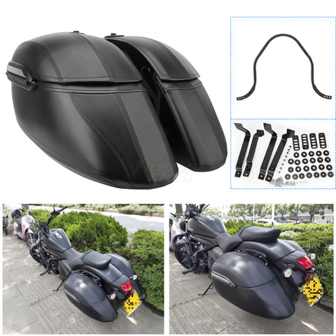 Universal Motorcycle Black Hard Bag Saddlebags For Victory Yamaha Honda Kawasaki Motorcycle Accessories ► Photo 1/6