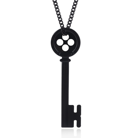 SG Hot Movie Coraline Black Button Key Skull Necklace Pendants Christmas Magic Santa Key Choker Kingdom Hearts Men Jewelry Gift ► Photo 1/6