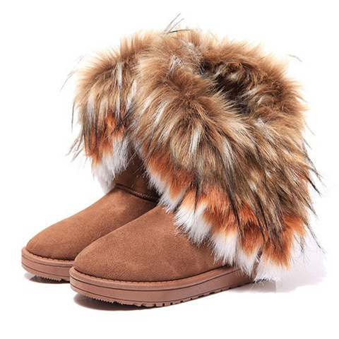 Women Fur Boots Ladies Winter Warm Ankle Boots For Women Snow Shoes Style Round-toe Slip On Female Flock Snow Boot Ladies Shoes ► Photo 1/6