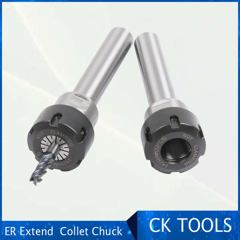 C16 c20 ER11 ER16 ER20 ER25 er32 100L Collet Chuck Holder Extension Straight Shank for ER Collet with Nut ► Photo 1/4