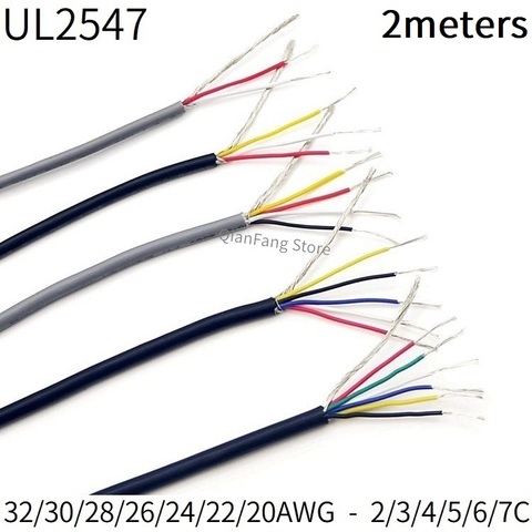 2M Shielded Wire 32AWG 30AWG 28AWG 26AWG 24AWG 22AWG 20AWG Audio 2 3 4 5 6 7 Core Headphone Copper Signal Control Cable UL2547 ► Photo 1/6