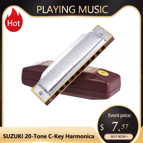 SUZUKI Folkmaster Blues Harmonica Harmonica Standard Key of C 10-Hole 20 Tones Diatonic Blues Gaita Harmonica for Beginner Music ► Photo 1/6