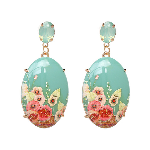 Retro resin printing earrings exaggerated personality earrings European and American women fashion earrings jewelry ► Photo 1/6