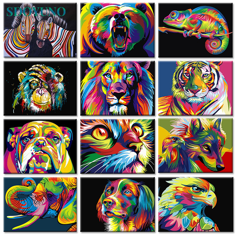 SDOYUNO DIY Paints By Numbers Animals 60x75cm Pictures Oil Painting By Numbers Set Gift Frameless Coloring By Numbers On Canvas ► Photo 1/6