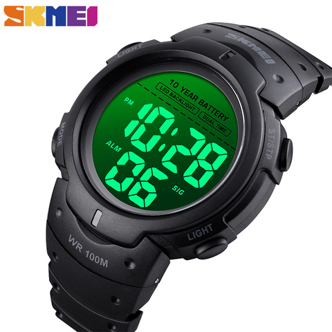 SKMEI Sport Fitness Watches Mens Digital 100M Waterproof Wrist Watch Men 2 Time 10 Year Battery Alarm Clock reloj hombre 1560 ► Photo 1/6