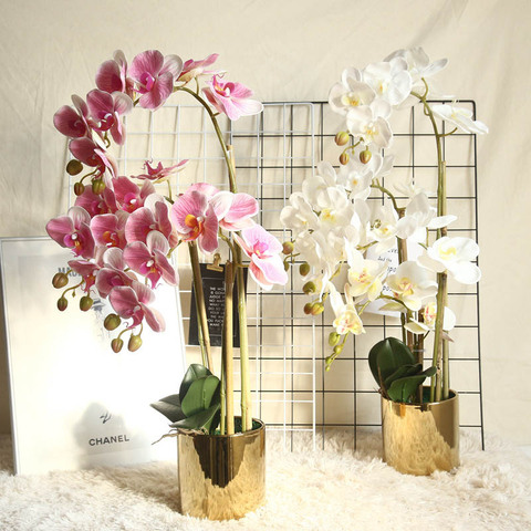 Large latex 3D printing Orchids white artificial flowers hand feel simulation orchid flower for home wedding decoration flores ► Photo 1/6