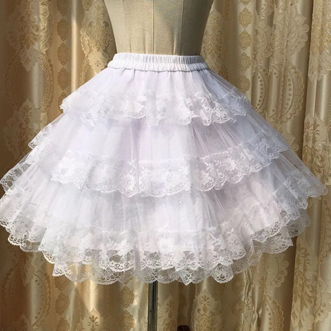 3 Layers Petticoat Crinoline For Women Lolita Cosplay Skirt Princess Costume Lace Bridal Hoopless Ball Gown Underskirt Ladies ► Photo 1/6