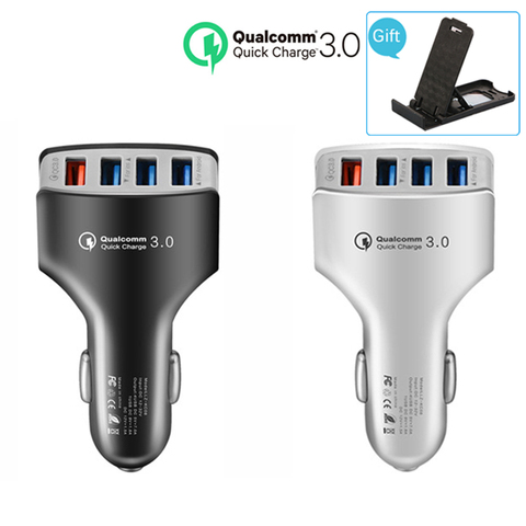 Quick Charge 3.0 Car Cigarette lighter 7A QC3.0 Turbo Fast Charging Car-charger 4 USB Car Mobile Phone Charger for iPhone 8 7 X ► Photo 1/6