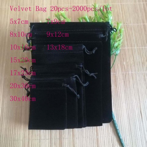 20Pcs/Lot Black Drawstrings Velvet Bags Gift Bags Jewellery Pouches Wedding Christmas Gift Bags Jewelry Packaging Bags ► Photo 1/6