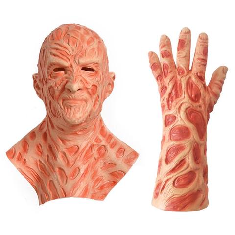 Freddy Krueger Latex Mask Gloves Costumes Adult Party Costume Friday The 13th Killers Jason Horror Movies Scary Mask A ► Photo 1/6