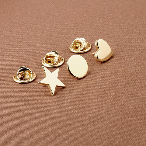 Simple Classic Gold Color Star Heart Round Shape Brooches Men Women Metal Alloy Shawl Cardigan Collar Pins Accessories ► Photo 1/6
