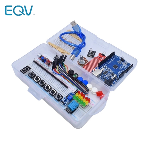 Starter Kit for Arduino Uno R3 Breadboard Basic simple learning kit, sound/water level/humidity/distance detection, LED control ► Photo 1/1