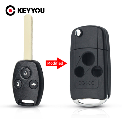 KEYYOU Uncut Blade Folding Car Key Shell Flip Remote Car Key Case for Honda Accord Fit Flip 3 Buttons Car Key Cover ► Photo 1/6