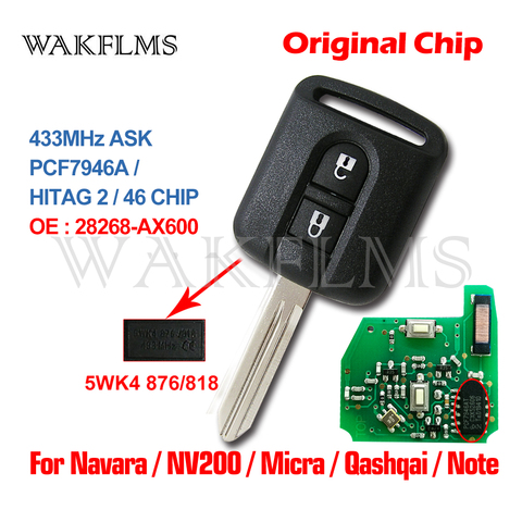 5WK4 876 / 818 Remote Key Fob for Renault Maxity Nissan Qashqai Elgrand X-TRAIL Navara Micra K12 Note Cabster NV200 Pathfinder ► Photo 1/3