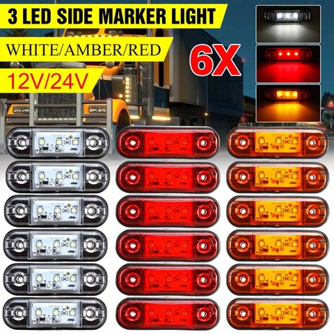 6pcs 12V 24V LED Side Marker Lights Car External Lights Warning Tail Light Signal Brake Lamps for Truck Trailer Lorry Bus ► Photo 1/6