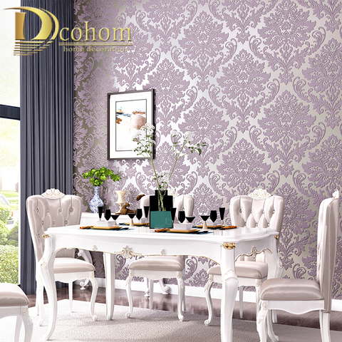 Grey Purple BrownWhite Embossed Damask Wallpaper Bedroom Living room Background Floral Pattern 3D Textured Wall Paper Home Decor ► Photo 1/6