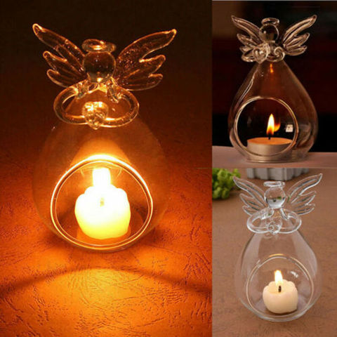 1PC Hollow Glass Angel Candle Holder Home Garden Night Wedding Outdoor Tea Light Decor ► Photo 1/6