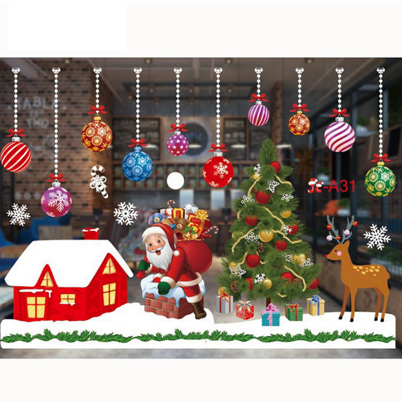 Merry Christmas Wall Window Sticker Party Home Ornament Santa Elk Art Decor Xmas