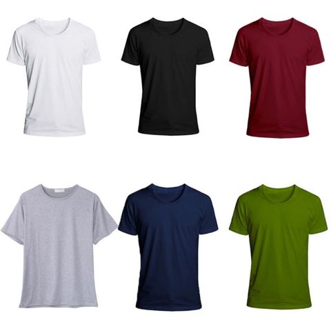 2022 Men's Neck cotton Casual T-shirt Slim Fit Short Sleeve Solid Color Polyester M/L/XL/2XL/3XL ► Photo 1/5