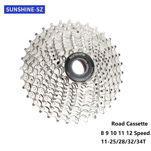 SUNSHINE Road Bike 8/9/10/11/12 Speed Cassette 11-25T/28T/32T/34T Bicycle freewheel Bike Sprocket Road flywheel for Shimano SRAM ► Photo 1/6