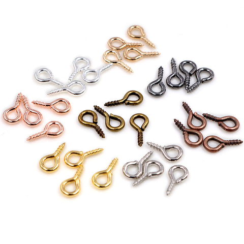 200pcs Small Tiny Mini Eye Pins Eyepins Hooks Eyelets Screw Threaded Stainless Steel Clasps Hook Jewelry Findings For Making DIY ► Photo 1/6
